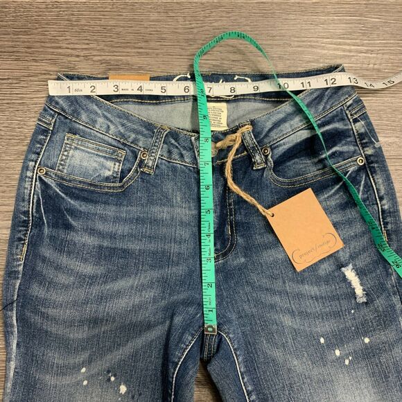Project Indigo Skinny Jeans Women's Size 2 Distressed Mid Rise Stretch Blue Pant - Picture 4 of 9